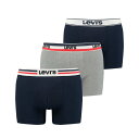 【送料無料】 リーバイス メンズ ボクサーパンツ アンダーウェア Levis 3 Pack Iconic Boxers Navy Grey