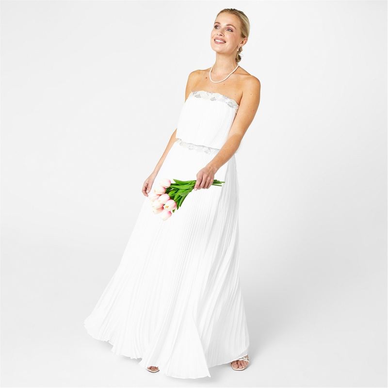 【送料無料】 ビバ レディース ワンピース トップス Biba Pleated Wedding Dress White