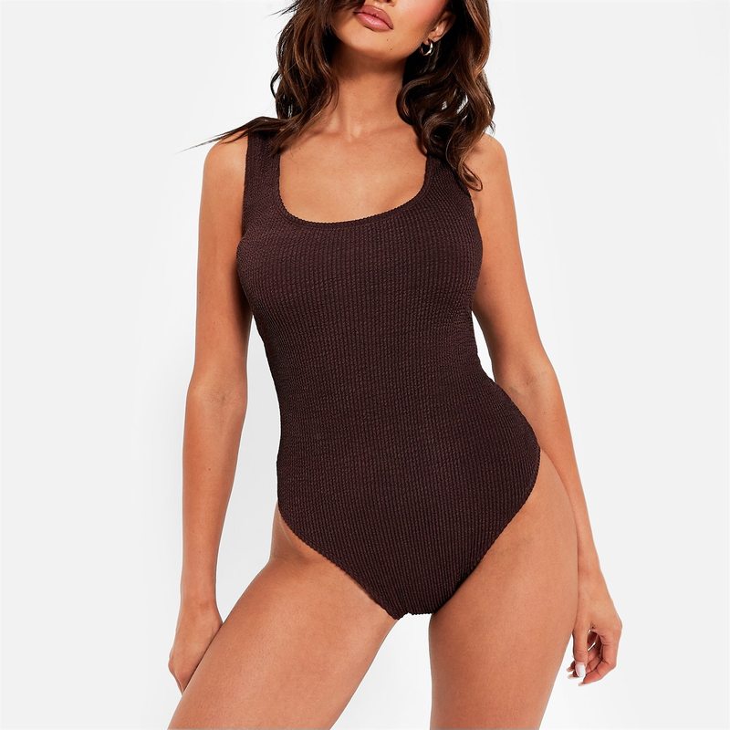 ̵ åȥե ǥ 岼å  Crinkle High Leg Scoop Neck Swimsui...