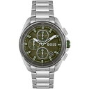 yz {X Y rv ANZT[ Gents Boss Volane Watch 1513951 Silver and Green