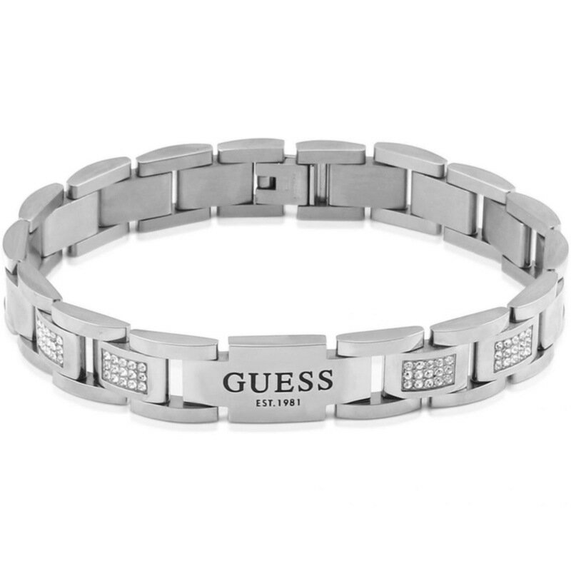 yz QX Y uXbgEoOEANbg ANZT[ Mens Guess Stainless Steel Silver