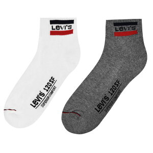 【送料無料】 リーバイス メンズ 靴下 アンダーウェア Levis 2 Pack Mid Socks White/Grey