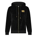 【送料無料】 モスキーノ メンズ パーカー・スウェット アウター Velour Full Zip Hoodie Black