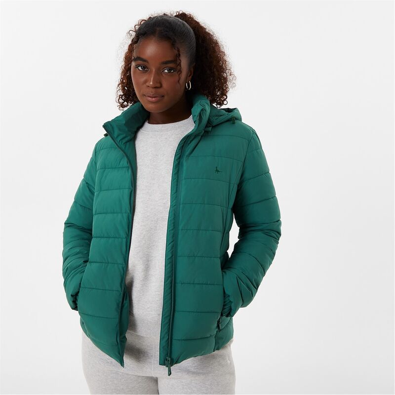 【送料無料】 ジャック ウィルス レディース ジャケット・ブルゾン ダウンジャケット アウター Luna Hooded Puffer Jacket Forest Green