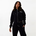 yz WbN EBX fB[X p[J[EXEFbg t[fB[ AE^[ Cropped Zip Through Hoodie Black