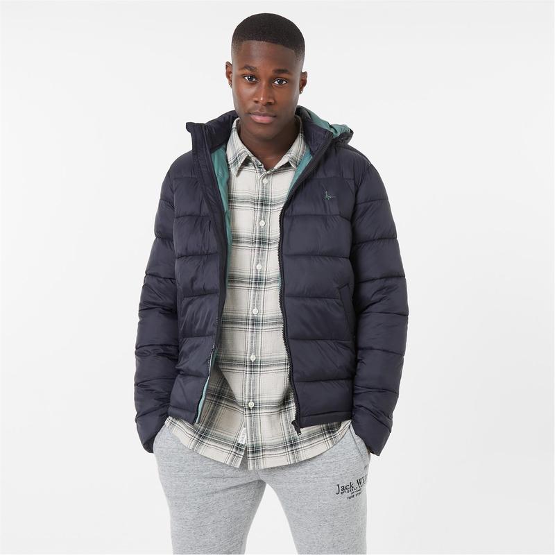 ジャック ウィルス メンズ アウター ジャケット・ブルゾン ジャケット Jack Wills Eco Kershaw Hooded Puffer Jacket Black ブラック