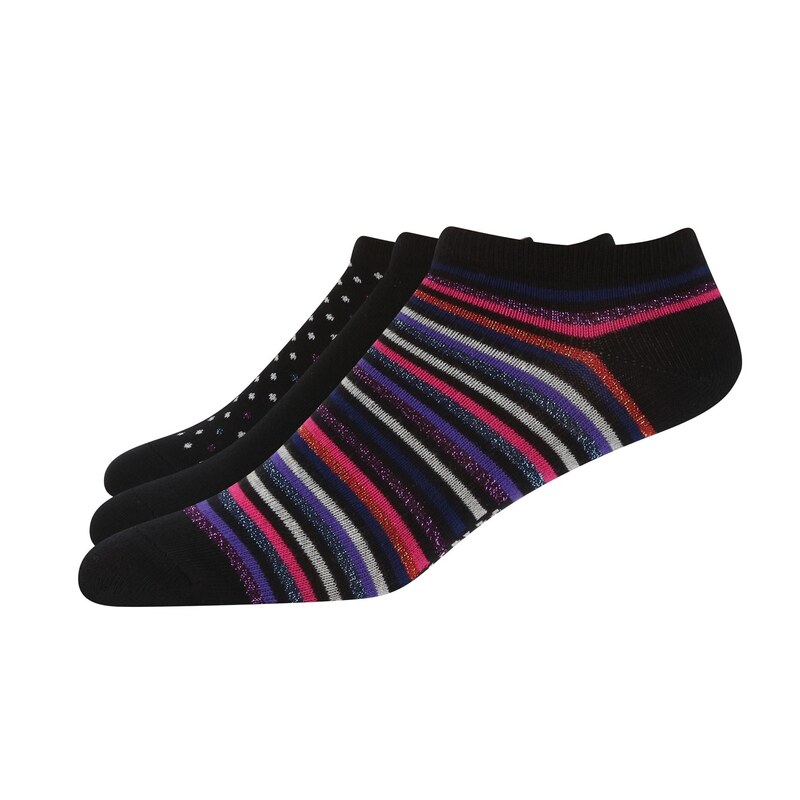 ダナ・キャラン 【送料無料】 ダナ キャラン ニューヨーク レディース 靴下 アンダーウェア DKNY Sadie Liner 3 Pack of Socks Womens Black/Lurex