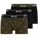 【送料無料】 ボス メンズ ボクサーパンツ アンダーウェア Bodywear 3 Pack Power Boxer Shorts AOP/Blk/Blk 963