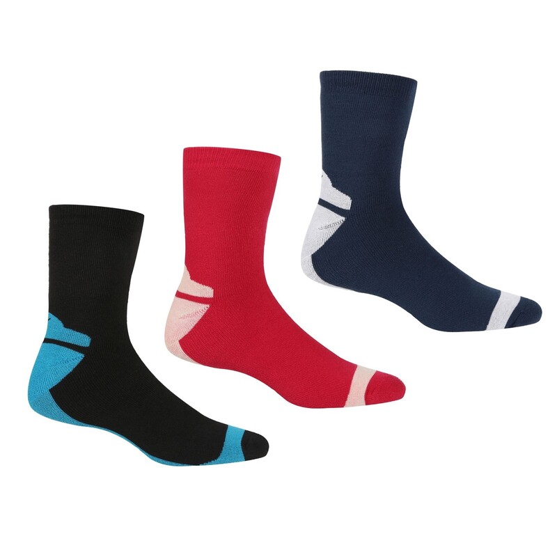 yz Kb^ fB[X C A_[EFA Ladies 3 Pack Socks Blk/CheryPnk