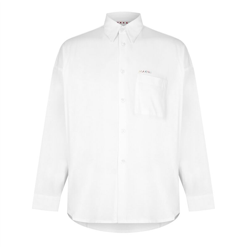 【送料無料】 マルニ メンズ シャツ トップス Pocket Logo Long Sleeve Shirt Lily White