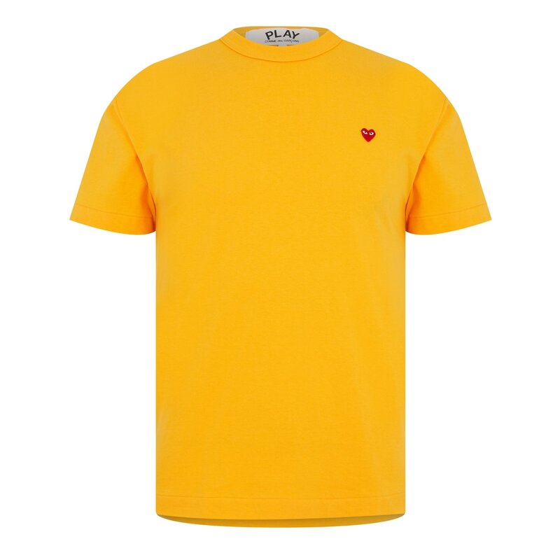 【送料無料】 コム・デ・ギャルソン メンズ Tシャツ トップス Small Peeping Heart Patch T-Shirt Yellow 2