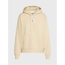 【送料無料】 カルバンクライン レディース パーカー・スウェット フーディー アウター CKJ Woven Label Oversized Hoodie Warm Sand