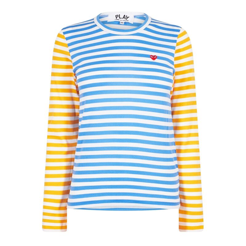 yz REfEM\ fB[X TVc gbvX Dual Stripe T Shirt Yellow/Blue