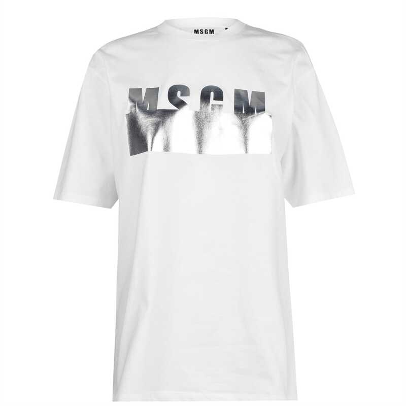 yz GGXWCG fB[X TVc gbvX Metallic Logo T Shirt WHITE 01