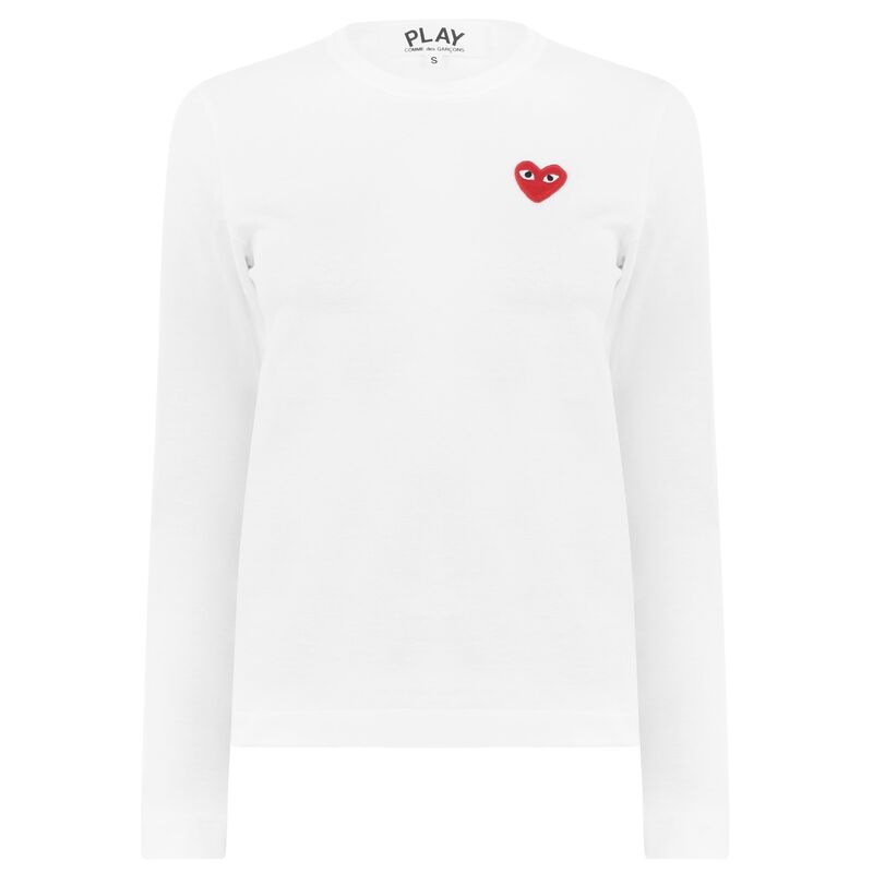 yz REfEM\ fB[X TVc gbvX Peeping Heart Long Sleeve T-Shirt White/Red