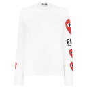 【送料無料】 コム・デ・ギャルソン レディース Tシャツ トップス Heart Printed Long-Sleeved T-Shirt White/Red