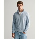 【送料無料】 ガント メンズ パーカー・スウェット アウター Shield Half-Zip Sweatshirt Dove Blue