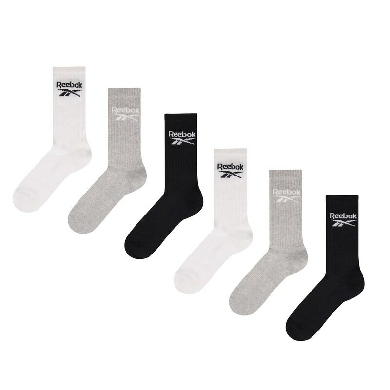 楽天ReVida 楽天市場店【送料無料】 リーボック メンズ 靴下 アンダーウェア 6 Pair Sports Crew Socks White/Grey/Black