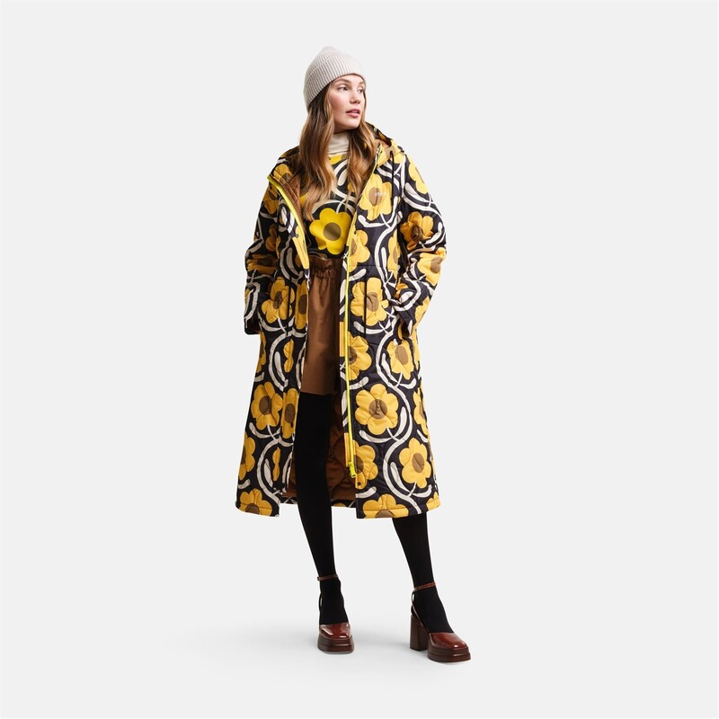 【送料無料】 レガッタ レディース ジャケット ブルゾン アウター Orla Kiely Longer Quilted Jacket Apple Blossom Yellow