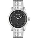 yz {X Y rv ANZT[ Mens BOSS Principle Black Dial Bracelet Watch Silver and Black