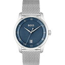 yz {X Y rv ANZT[ Mens BOSS Principle Stainless Steel Mesh Watch Silver and Blue