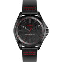 yz t[S Y rv ANZT[ Gents HUGO #COMPLETE Black IP Leather Strap Watch Black