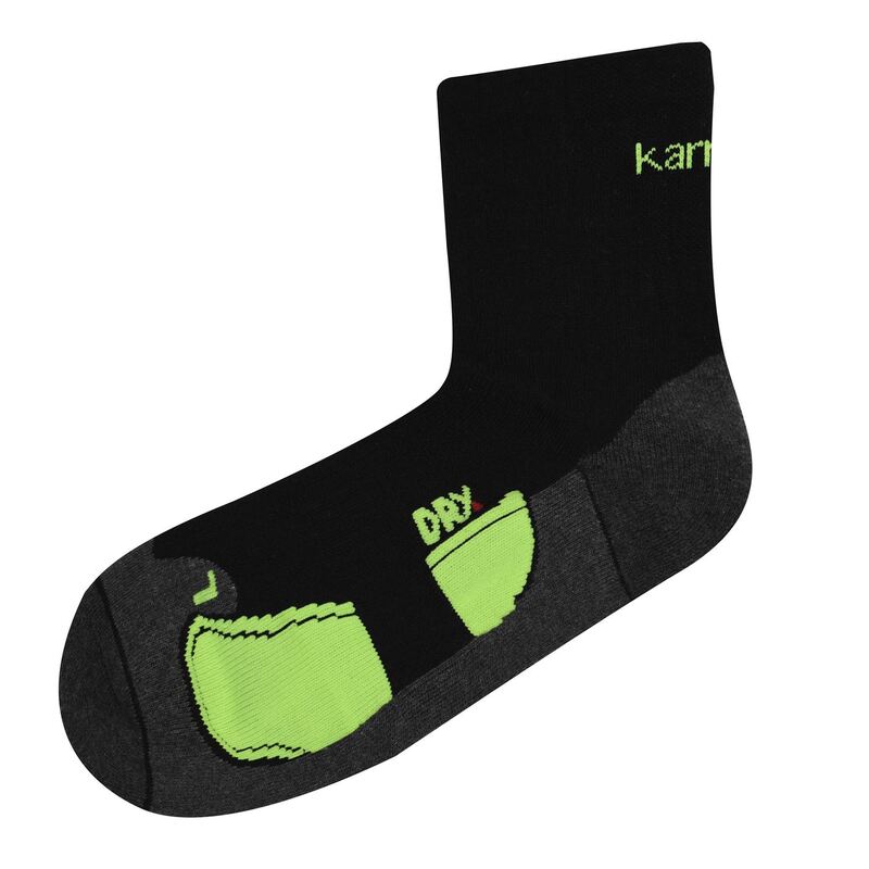 カリマー メンズ アンダーウェア 靴下 Karrimor Dri Skin 2 Pack Running Socks Mens Black/Fluo ブラ..