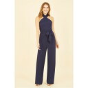 【送料無料】 メラロンドン レディース ジャンプスーツ トップス Navy Cross Over Halter Neck Jumpsuit Navy