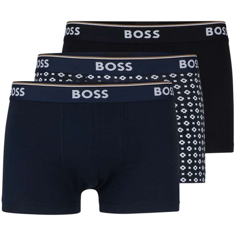 楽天ReVida 楽天市場店【送料無料】 ボス メンズ ボクサーパンツ アンダーウェア Bodywear 3 Pack Power Boxer Shorts AOP/Nvy/Nvy 977
