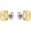 yz {X Y sAXECO ANZT[ Gents BOSS Yann Light Yellow Gold IP Square Earrings Gold