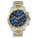 yz {X Y rv ANZT[ Gents BOSS Hero Dial Two-Tone Bracelet Watch Gold / Blue