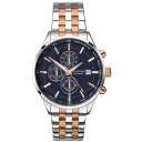 【送料無料】 セコンダ メンズ 腕時計 アクセサリー 44mm Two Tone Watch Round Case Navy Dial Slvr