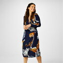 【送料無料】 ビバ レディース ワンピース トップス Biba Kimono Wrap Dress Big Cat Print