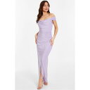 【送料無料】 クイズ レディース ワンピース トップス Glitter Bardot Maxi Dress Lilac