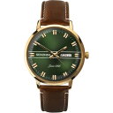 yz ZR_ Y rv ANZT[ 38mm Gold Watch Round Case Green Dial Gld