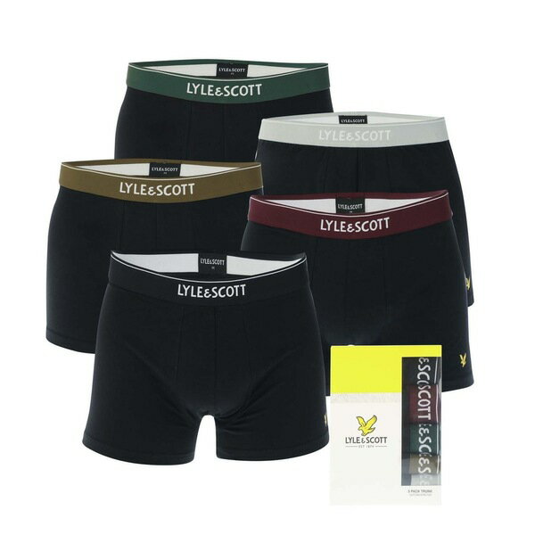 【送料無料】 ライルアンドスコット メンズ ボクサーパンツ アンダーウェア Jackson 5 Pack Trunks Black