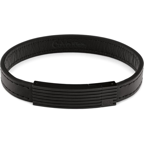 yz JoNC Y uXbgEoOEANbg ANZT[ Calvin Klein Men's Black Leather Bracelet Black