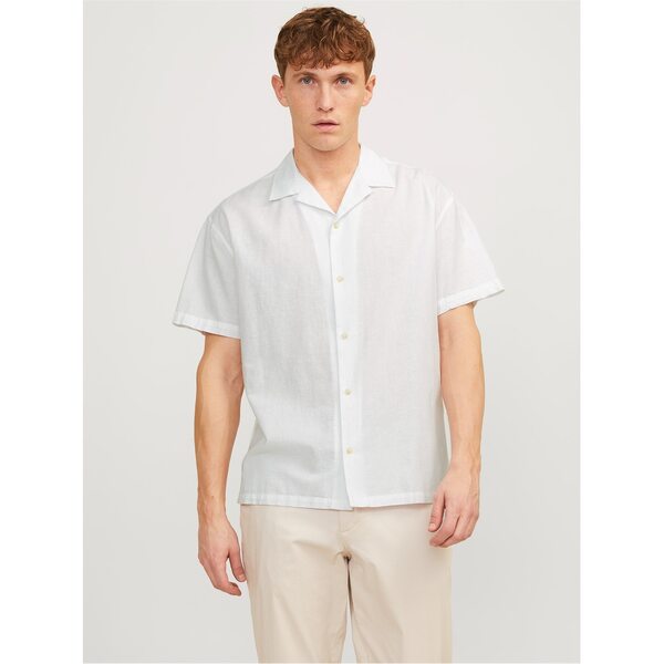 【送料無料】 ジャック ジョーンズ メンズ シャツ トップス Resort Linen Blend Short Sleeve Shirt White