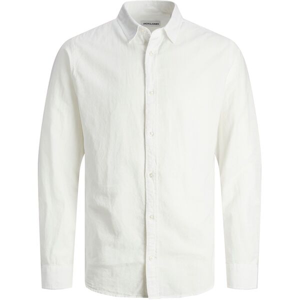 【送料無料】 ジャック ジョーンズ メンズ シャツ トップス Linen Blend Long Sleeve Shirt White