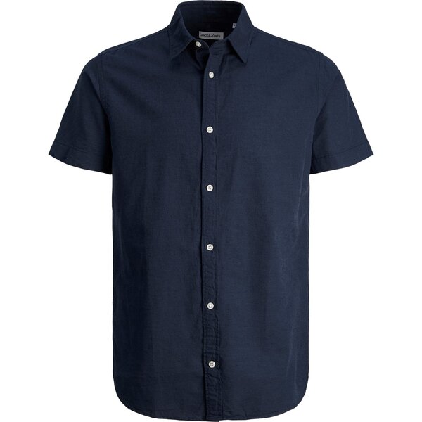 【送料無料】 ジャック ジョーンズ メンズ シャツ トップス Linen Blend Short Sleeve Shirt Navy Blazer