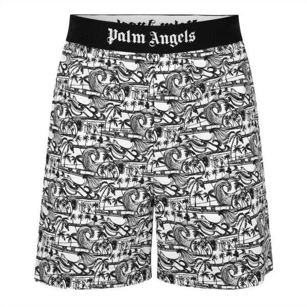 【送料無料】 パーム・エンジェルス メンズ ハーフパンツ・ショーツ ボトムス Beach Print Shorts White/Blk 0110