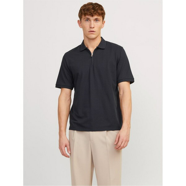 【送料無料】 ジャック&ジョーンズ メンズ ポロシャツ トップス Mac Zip Collar Short Sleeve Polo Shirt Dark Navy