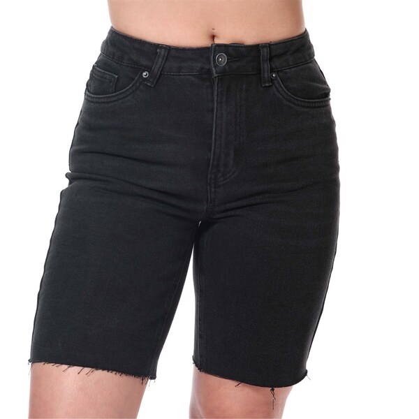 【送料無料】 ヴェロモーダ レディース ハーフパンツ・ショーツ ボトムス Brenda High Rise Long Denim Shorts Black