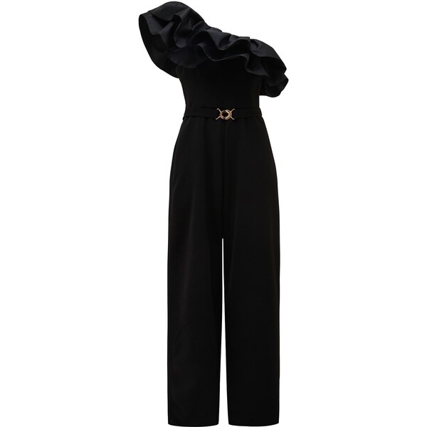 ̵ եС˥塼 ǥ ԡ ȥåץ Francesca Ruffle Jumpsuit Black