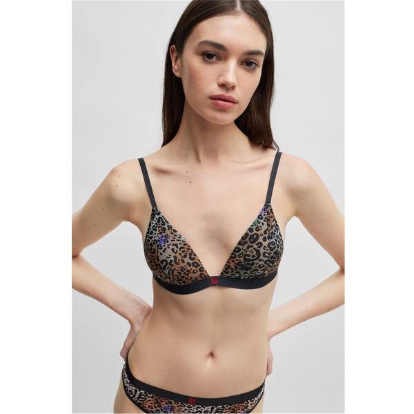 フューゴ レディース アンダーウェア ブラジャー プリント Hugo Triangle Print 10262099 01 Leopard ..
