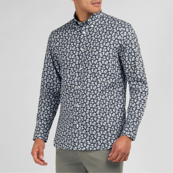 【送料無料】 エデンパーク メンズ シャツ トップス Blue shirt with exclusive floral print BLC6