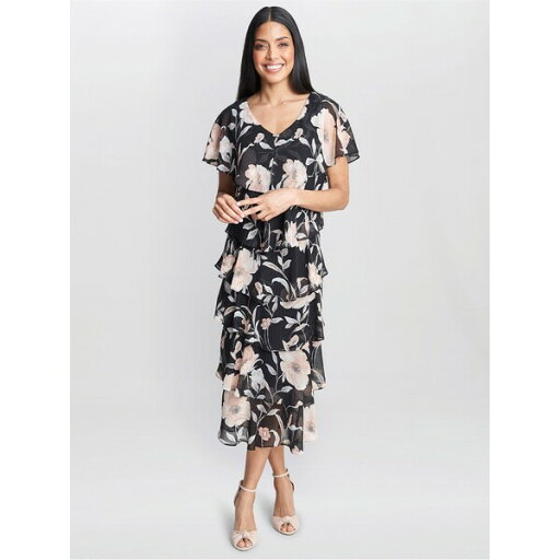 【送料無料】 ジーナバッコーニ レディース ワンピース トップス Frances Printed Midi Tiered Dress BLACK / MULTI 【送料無料】 ジーナバッコーニ レディース ワンピース トップス Frances Printed Midi Tiered Dress BLACK / MULTI