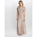 【送料無料】 ジーナバッコーニ レディース ワンピース トップス Nancy Gown With Rosette Sequin Detail CHAMPAGNE