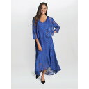 【送料無料】 ジーナバッコーニ レディース ワンピース トップス Barbara Midi Dress With Cascade Jacket ROYAL