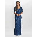【送料無料】 ジーナバッコーニ レディース ワンピース トップス Jeselle Long A-Line Sequin Dress NAVY